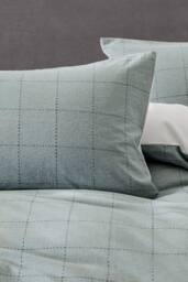 The Linen Consultancy Lazy Linens Soft Squares Duvet Cover Set in Mid Blue - Size: Single - thumbnail 3