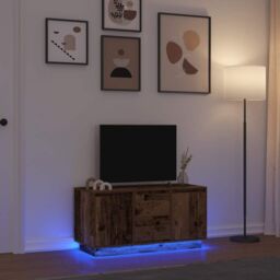 Berkfield Home TV Cabinet with LED Lights Old Wood 100x41x50 cm in Brown - Size: 100 x 41 x 50 cm - thumbnail 1