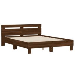 Berkfield Home Durable Bed Frame without Mattress Brown Oak 150x200 cm King Size - thumbnail 1