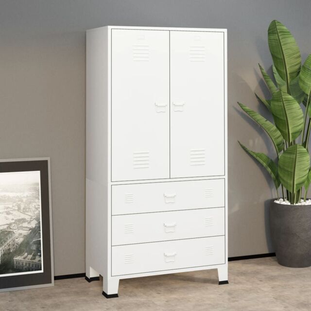 Berkfield Home Industrial Wardrobe White 90x50x180 cm Metal - Size: 90 x 50 x 180 cm - image 1