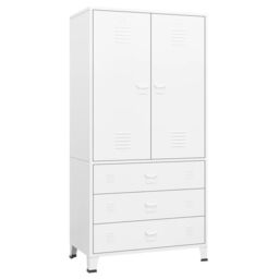 Berkfield Home Industrial Wardrobe White 90x50x180 cm Metal - Size: 90 x 50 x 180 cm - thumbnail 2
