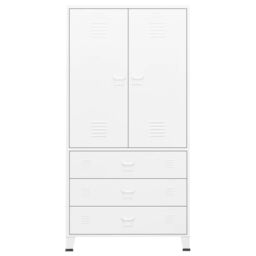 Berkfield Home Industrial Wardrobe White 90x50x180 cm Metal - Size: 90 x 50 x 180 cm - thumbnail 3