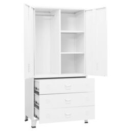 Berkfield Home Industrial Wardrobe White 90x50x180 cm Metal - Size: 90 x 50 x 180 cm - thumbnail 6