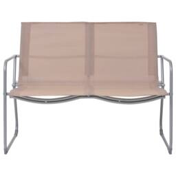 Berkfield Home 4 Piece Garden Lounge Set Fabric & Steel Taupe - thumbnail 2