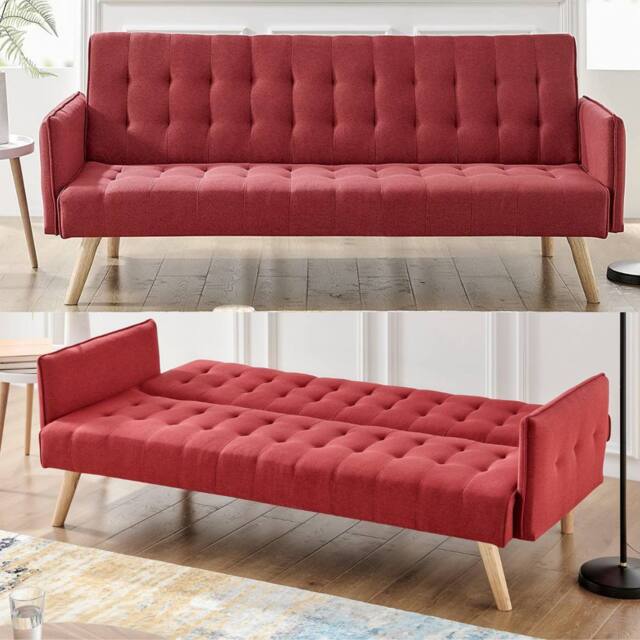 Bravich LTD Mario Sofa Bed Double Click Clack 3 Seater in Red - image 1