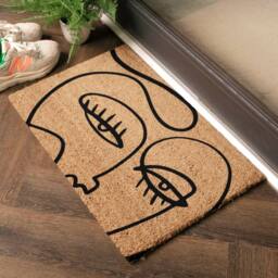 Artsy Mats Abstract Line Art Eyes Doormat in Black - Size: 40 cm x 60 cm - thumbnail 3
