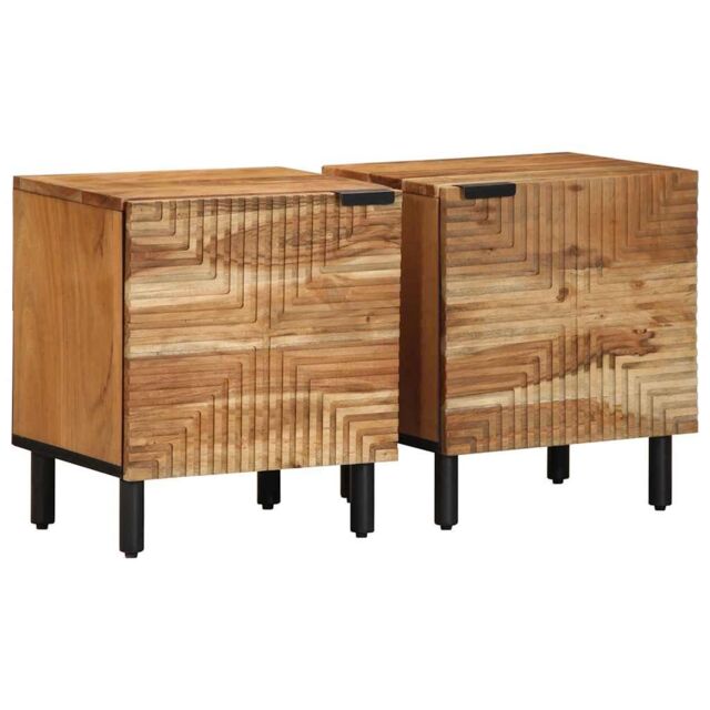 Berkfield Home Bedside Cabinets 2 pcs 40x33x46 cm Solid Wood Acacia in Brown - Size: 40 x 33 x 46 cm - image 1