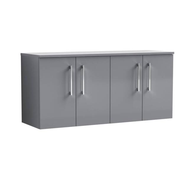 Balterley Level 1200mm Wall Hung 4 Door Vanity Unit with Worktop - Satin Grey - image 1