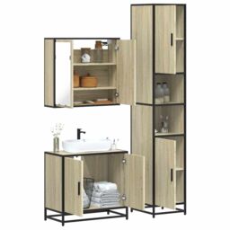 Berkfield Home 3 Piece Bathroom Furniture Set Sonoma Oak Engineered Wood in Brown - thumbnail 1