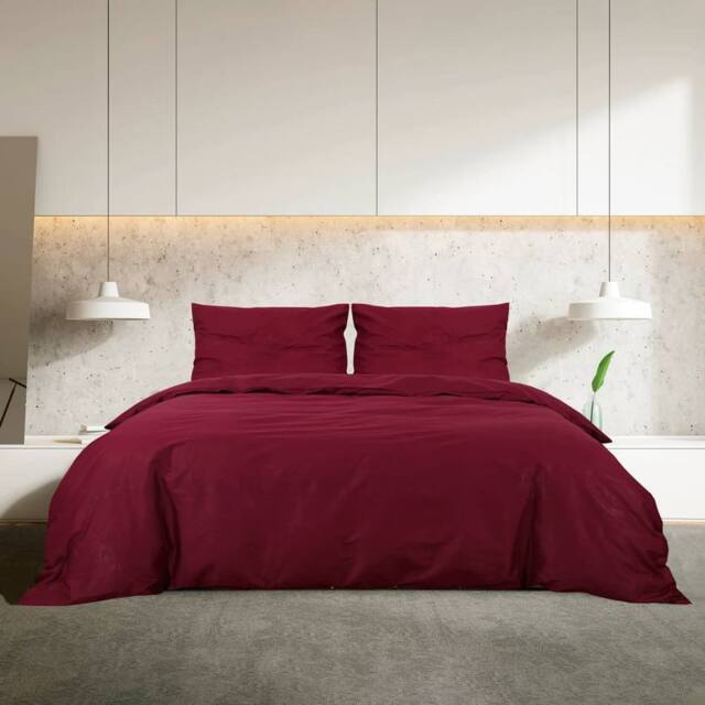 Berkfield Home Elegant Duvet Cover Set Bordeaux 140x200 cm Light-weight Microfiber in Red - image 1