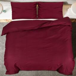 Berkfield Home Elegant Duvet Cover Set Bordeaux 140x200 cm Light-weight Microfiber in Red - thumbnail 5