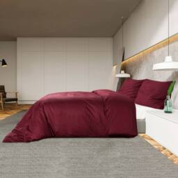 Berkfield Home Elegant Duvet Cover Set Bordeaux 140x200 cm Light-weight Microfiber in Red - thumbnail 4