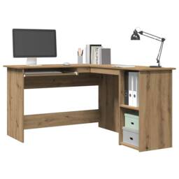 Berkfield Home Corner Desk Artisan Oak 120x140x75 cm Engineered Wood in Brown - Size: 120 x 140 x 75 cm - thumbnail 4