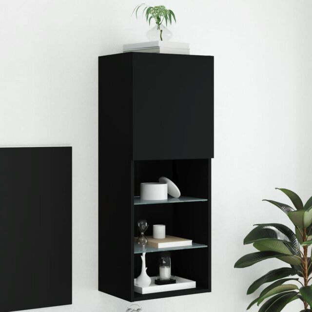 Berkfield Home TV Cabinet with LED Lights Black 40.5x30x102 cm - image 1