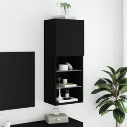 Berkfield Home TV Cabinet with LED Lights Black 40.5x30x102 cm - thumbnail 4
