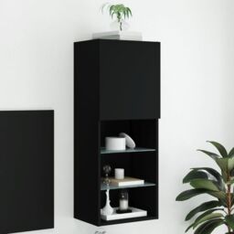 Berkfield Home TV Cabinet with LED Lights Black 40.5x30x102 cm - thumbnail 1