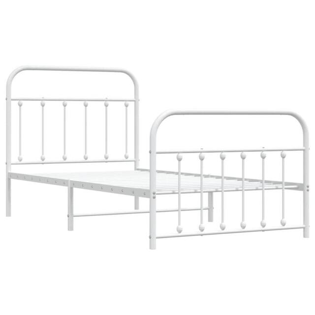 Berkfield Home Metal Bed Frame with Headboard & Footboard White 100x190 cm - image 1
