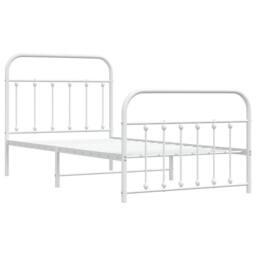 Berkfield Home Metal Bed Frame with Headboard & Footboard White 100x190 cm - thumbnail 1