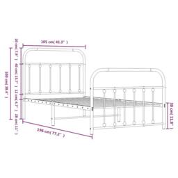 Berkfield Home Metal Bed Frame with Headboard & Footboard White 100x190 cm - thumbnail 9