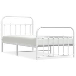 Berkfield Home Metal Bed Frame with Headboard & Footboard White 100x190 cm - thumbnail 3