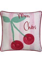 Fusion 'Cherry' UV & Water Resistant Cherry Motif Outdoor Cushion in Pink - Size: 43 cm x 43 cm - thumbnail 2