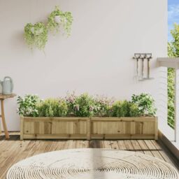 Berkfield Home Garden Planter 180x31x31 cm Impregnated Wood Pine in Brown - Size: 180 x 31 x 31 cm - thumbnail 3