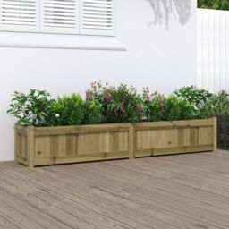 Berkfield Home Garden Planter 180x31x31 cm Impregnated Wood Pine in Brown - Size: 180 x 31 x 31 cm