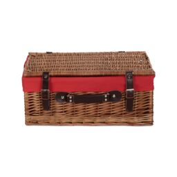 Red Hamper Wicker 46cm Double Steamed Picnic Basket with Cotton Lining in Red - thumbnail 3