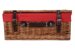 Red Hamper Wicker 46cm Double Steamed Picnic Basket with Cotton Lining in Red - thumbnail 5