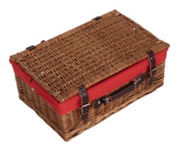 Red Hamper Wicker 46cm Double Steamed Picnic Basket with Cotton Lining in Red - thumbnail 4