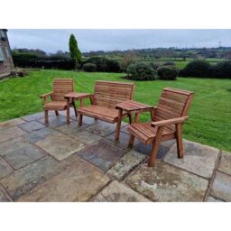 Churnet Valley Garden Furniture Ltd Valley 1X2B 2XC with Tray Set - Fully Assembled - Set of Cushions Inc in Brown - thumbnail 3