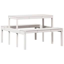 Berkfield Home Picnic Table White 110x134x75 cm Solid Wood Pine - Size: 110 x 134 x 75 cm - thumbnail 1