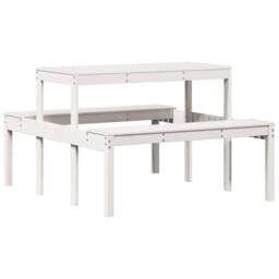 Berkfield Home Picnic Table White 110x134x75 cm Solid Wood Pine - Size: 110 x 134 x 75 cm - thumbnail 6