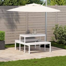 Berkfield Home Picnic Table White 110x134x75 cm Solid Wood Pine - Size: 110 x 134 x 75 cm - thumbnail 3