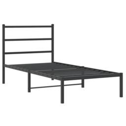 Berkfield Home Metal Bed Frame without Mattress with Headboard Black 90x190cm - Size: 90x190 cm - thumbnail 1