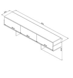 CALICOSY TV Cabinet With 3 Grooved Drop-Down Doors, 180 Cm Wide - HELYO in Light Oak - thumbnail 7