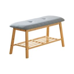 H&O Direct Bamboo Shoe Rack Bench for Entryway in Natural - thumbnail 3