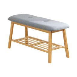 H&O Direct Bamboo Shoe Rack Bench for Entryway in Natural - thumbnail 4