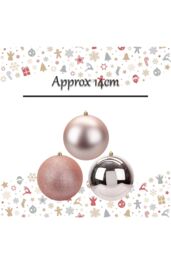VFM e-Store Christmas Bauble Decoration Hanging Tree Ornament X 3 14cm Rose Gold - thumbnail 2