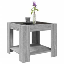 Berkfield Home Coffee Table with LED Grey Sonoma 53x53x45 cm Engineered Wood - Size: 53 x 53 x 45 cm - thumbnail 5