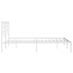 Berkfield Home Metal Bed Frame without Mattress with Headboard White 150x200cm - Size: 150x200 cm - thumbnail 6