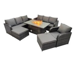 Fimous Garden Outdoor Rattan Furniture Set with Big Stool in Dark Grey - thumbnail 2