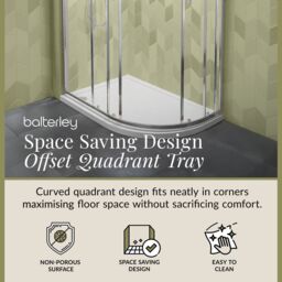 Balterley Premium Shower Tray - Right Hand Offset Quadrant - 1000mm x 900mm - White - thumbnail 2