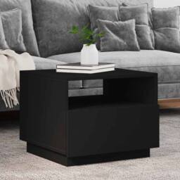 Berkfield Home Modern Coffee Table with LED Lights Black 50x49x40 cm - Size: 50 x 49 x 40 cm - thumbnail 2