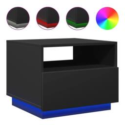 Berkfield Home Modern Coffee Table with LED Lights Black 50x49x40 cm - Size: 50 x 49 x 40 cm - thumbnail 3