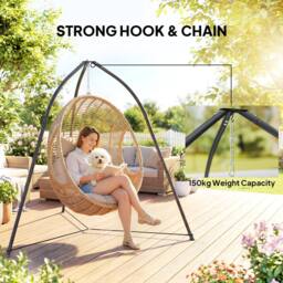 OUTSUNNY Hammock Stand Adjustable Height, for Patio, Garden, Black - thumbnail 6
