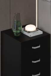 FWStyle Large 3 Drawer Matt Black Bedside Table Nightstand Chest Of Drawers - thumbnail 3