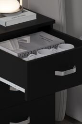 FWStyle Large 3 Drawer Matt Black Bedside Table Nightstand Chest Of Drawers - thumbnail 4