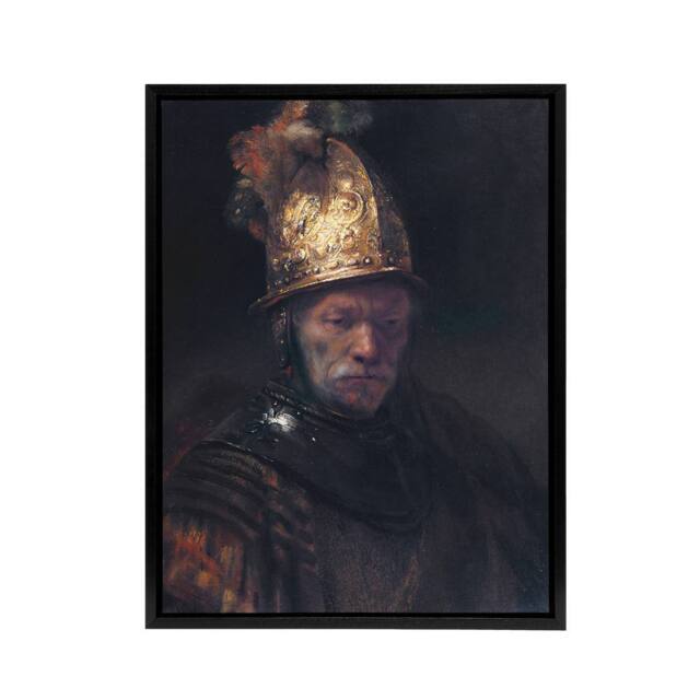"Artery8 Rembrandt The Man With Golden Helmet Framed Canvas Wall Art Print in Dark Grey - Size: W12"" x H16""" - image 1