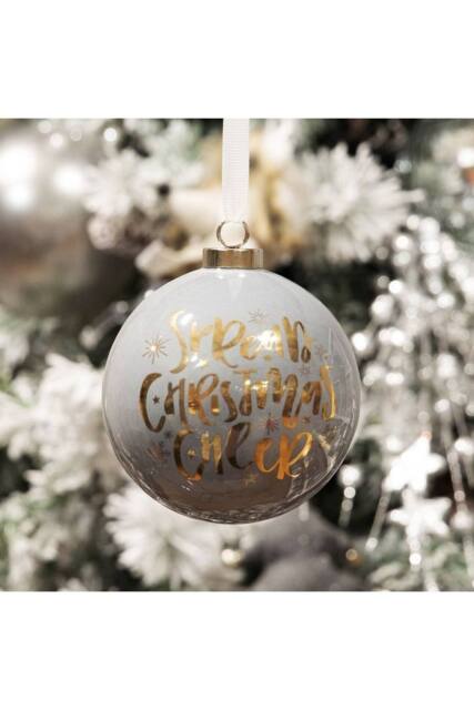 KDMD Grey & Gold Ceramic Bauble- Spread Christmas Cheer 2 Pack - image 1